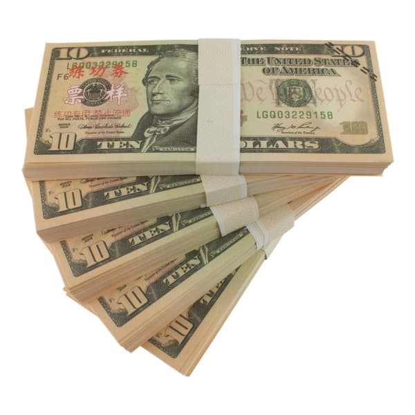 Legetøjspenge - 10 amerikanske dollar (100 sedler)