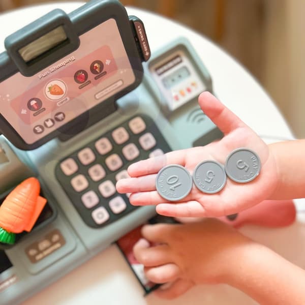 WOOPIE Barnbutik Kassaapparat Skannervåg Mikrofon + 25 Tillbehör