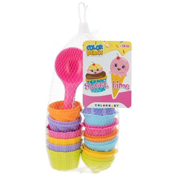 Sæt med legetøj til stranden Colorbaby 15 Dele Forme Is Cupcake (24 enheder)