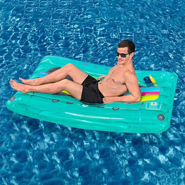 Bestway Uppblåsbar Madrass Retro Kassett 174x117 cm Strand och Pool 43649