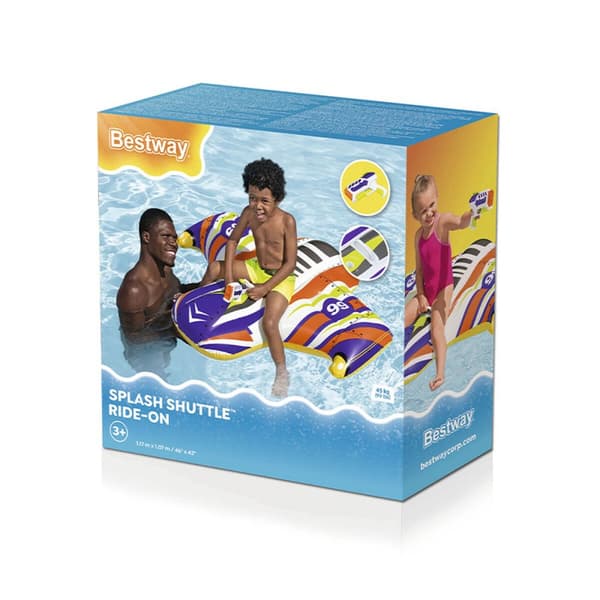 Bestway Uppblåsbar Rymdfarkost med Handtag och Vattenpistol 117x107 cm +3 År Strand och Pool 41503
