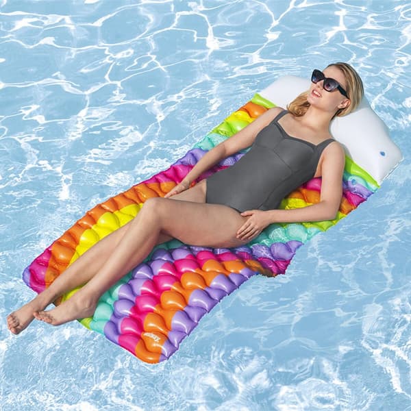 Bestway Uppblåsbar Flytsäng Regnbåge 216x80 cm Strand och Pool 44107
