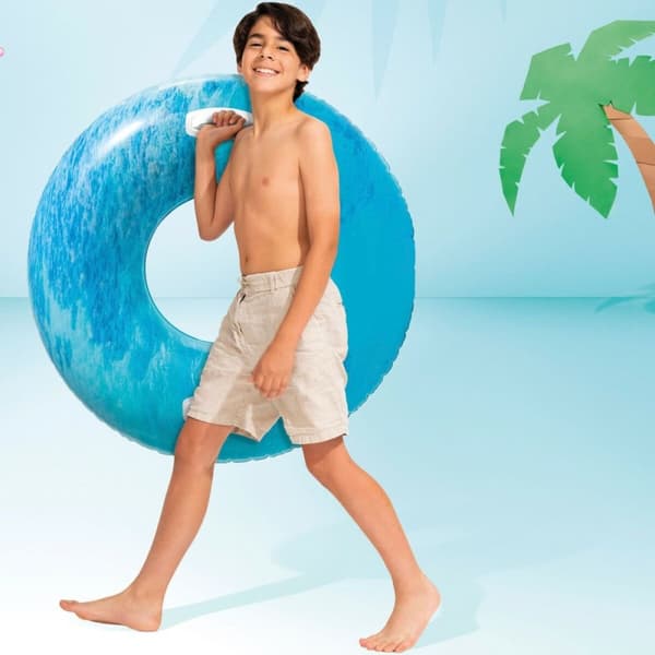 Uppblåsbar poolflotta Intex Med handtag Ø 91 cm Multicolour