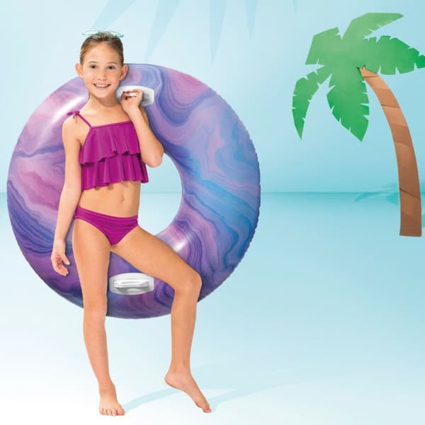 Uppblåsbar poolflotta Intex Med handtag Ø 91 cm Multicolour