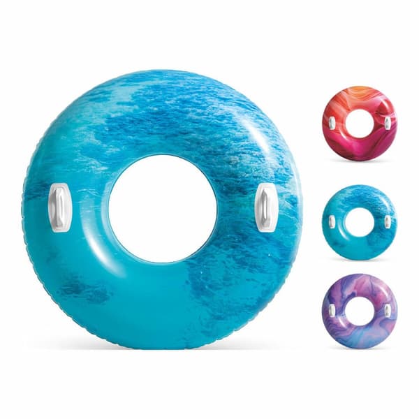 Uppblåsbar poolflotta Intex Med handtag Ø 91 cm Multicolour
