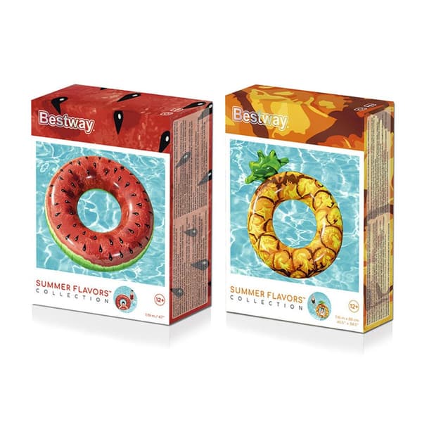 Bestway Uppblåsbar Flotte Vattenmelon och Ananas Olika Färger D116 cm +12 år Strand och Pool 36121