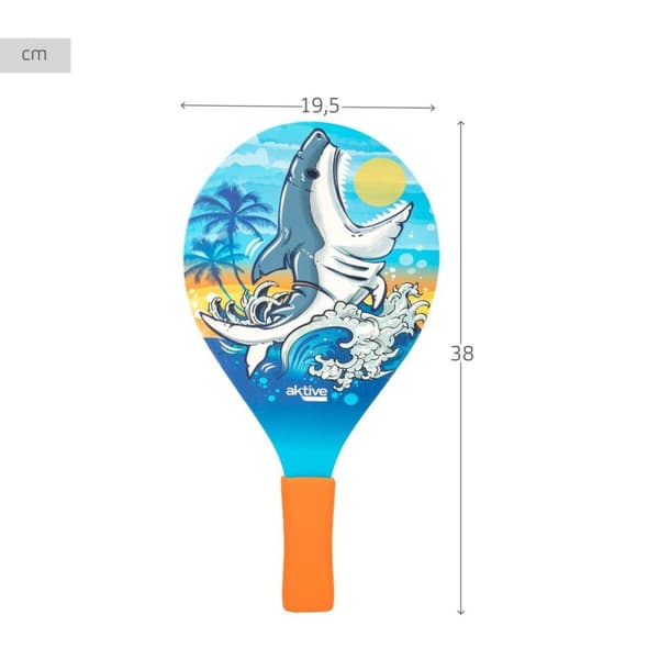 Strandspadar med boll Aktive Haj 19,5 x 38 cm (24 antal)