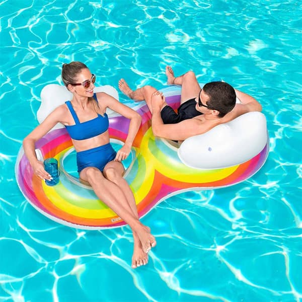 Bestway uppblåsbart hjul med handtag och ryggstöd 186x116 cm Strand och pool 43648