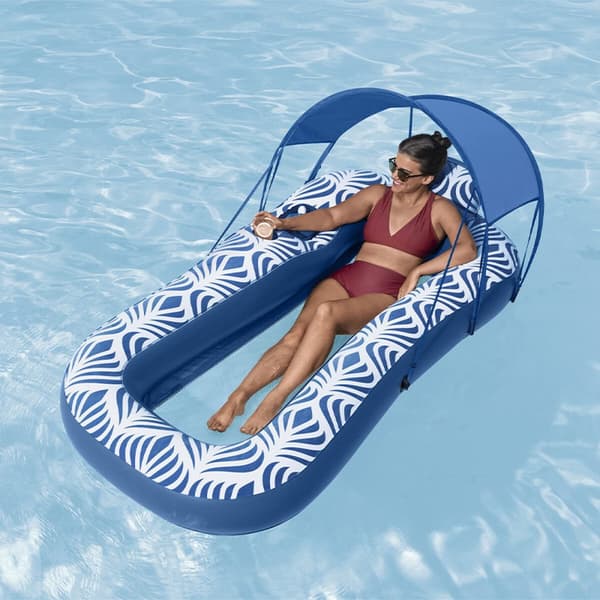 Bestway Luftmadrass med Parasoll Comfort Plush 198x112 cm Strand och Pool 43732