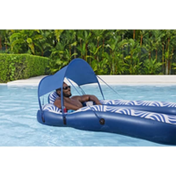 Bestway Luftmadrass med Parasoll Comfort Plush 198x112 cm Strand och Pool 43732