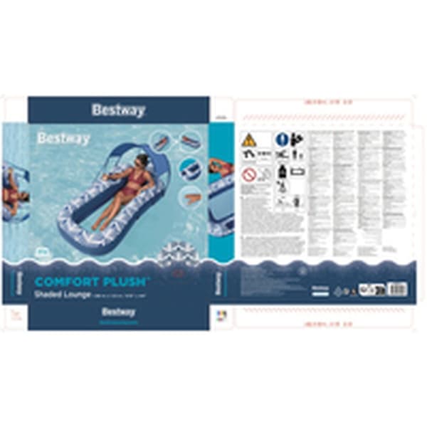 Bestway Luftmadrass med Parasoll Comfort Plush 198x112 cm Strand och Pool 43732