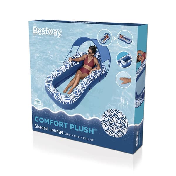 Bestway Luftmadrass med Parasoll Comfort Plush 198x112 cm Strand och Pool 43732