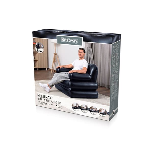 Bestway Uppblåsbar Stol 4 Positioner Svart 191x38x25 cm Inuti 75114
