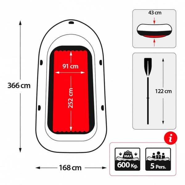 Oppusteligt Skib Intex Excursion 5 Blå Hvid 366 x 43 x 168 cm