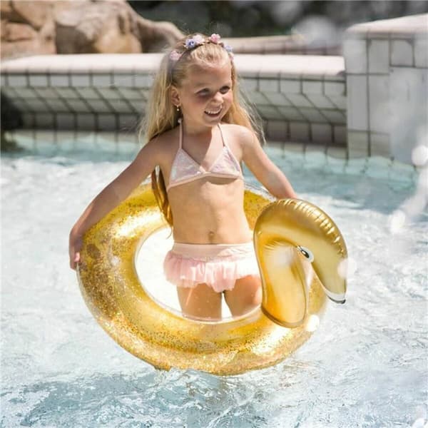 Uppblåsbar poolflotta Swim Essentials Swan Glitter