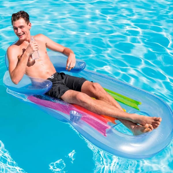 Uppblåsbar poolstol Intex Regnbåge 160 x 53 x 85 cm (6 antal)