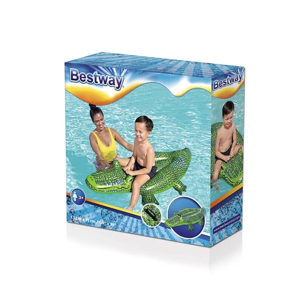 Bestway uppblåsbar krokodilfigur med handtag 152x71 cm +3 år strand och pool 41477