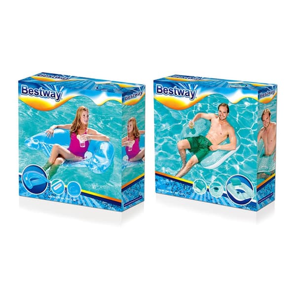 Bestway Luftstol med Handtag och Dryckhållare Olika Färger 152x99 cm Strand och Pool 43118