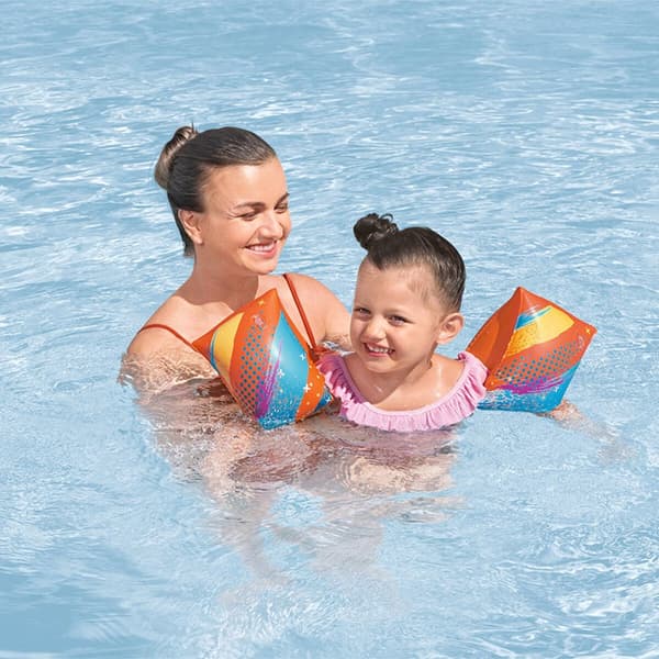 Bestway Flytande Ärmringar Mjukt Tyg Säkerhet Baby Blandade Färger UPF 50+ 38x16,5 cm +3 till 6 År Strand och Pool 32183