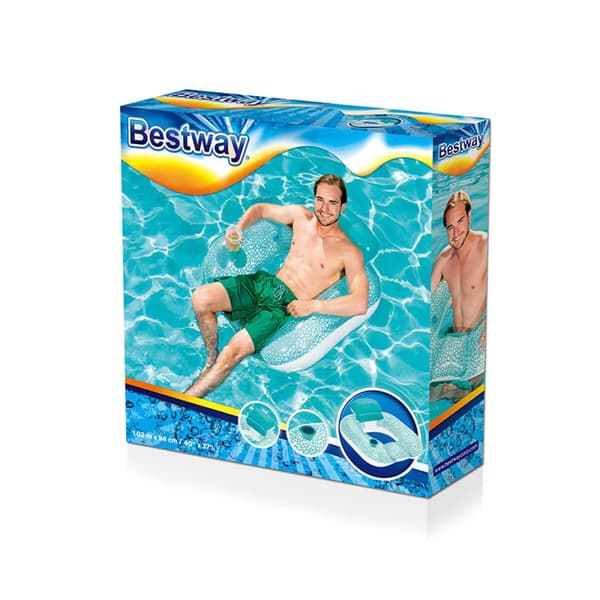 Bestway uppblåsbar stol med kudde 102x94 cm strand och pool 43097
