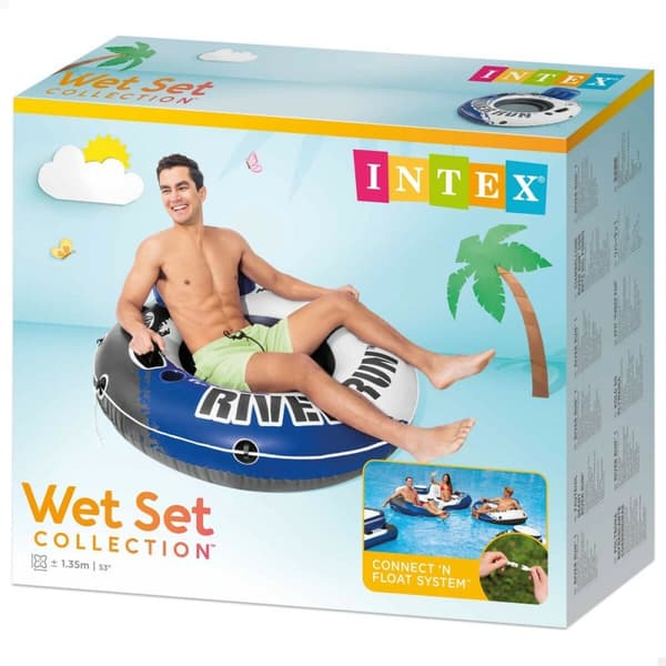 Oppustelig poolstol Intex River Run Blå Hvid 135 x 13,5 cm (6 enheder)