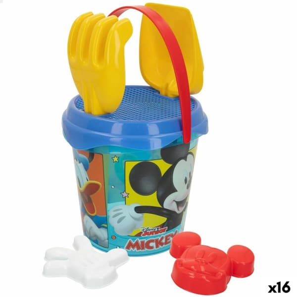 Sæt med legetøj til stranden Mickey Mouse Ø 18 cm (16 enheder)
