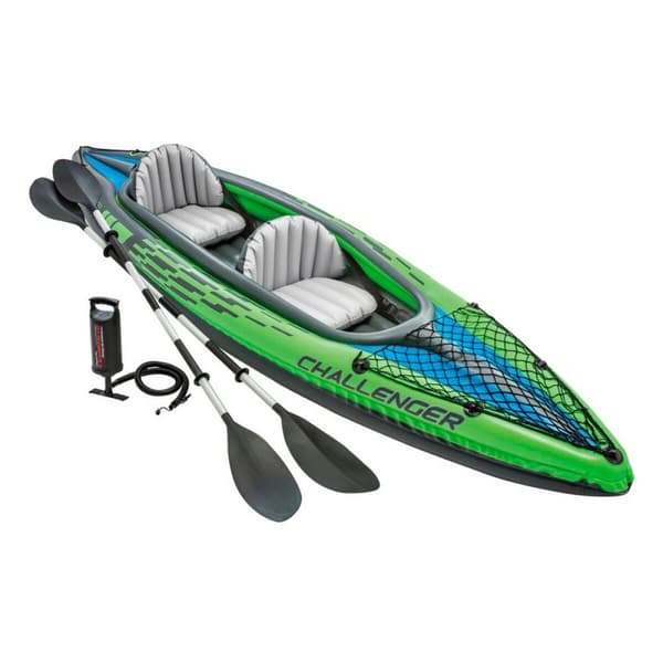 Puhallettava kanootti Intex Challenger K2 351 x 38 x 76 cm Sininen, Vihreä, Harmaa