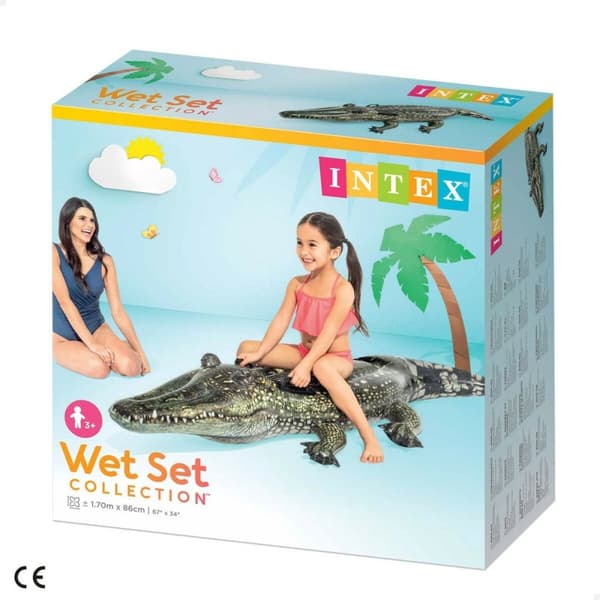 Oppustelig Figur til Pool Intex Krokodrille Grøn