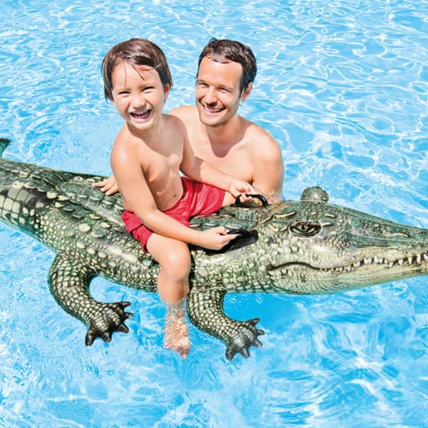 Oppustelig Figur til Pool Intex Krokodrille Grøn