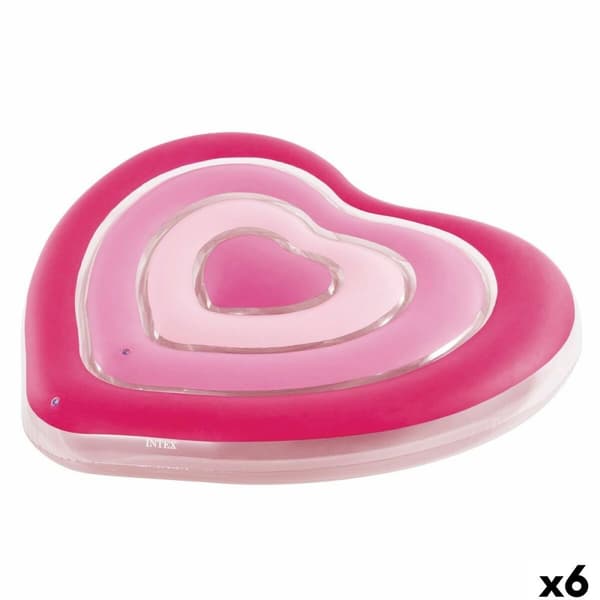 Luftmadras Intex Hjerte 135 x 155 x 25 cm Pink (6 enheder)