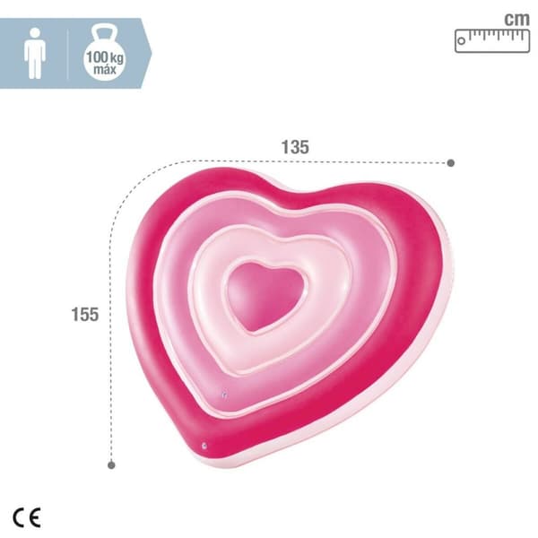 Luftmadras Intex Hjerte 135 x 155 x 25 cm Pink (6 enheder)