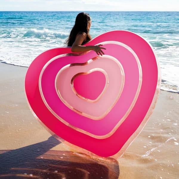 Luftmadrass Intex Hjerte 135 x 155 x 25 cm Rosa (6 enheter)