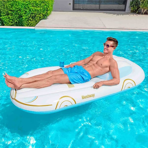 Bestway Uppblåsbar Flotte kryssare med Ryggstöd och Handtag 228x108 cm Strand och Pool 43651