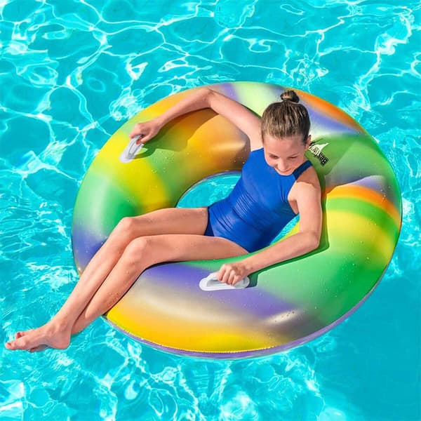Bestway Flytande Uppblåsbar Flotte med Handtag Regnbåge D119 cm +12 År Strand och Pool 36352