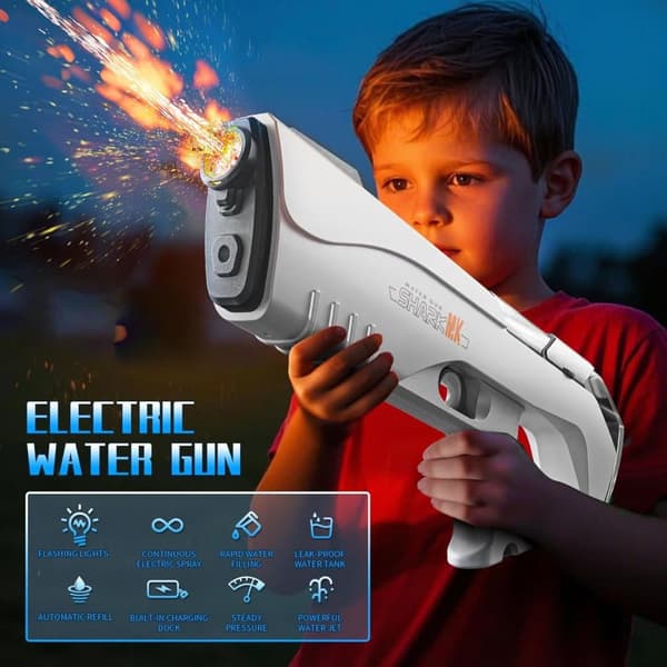 Lollanda elektrisk vandpistol – stor kapacitet med automatisk spray og LED-lys, rækkevidde 32 fod, udendørs legetøj til sommer