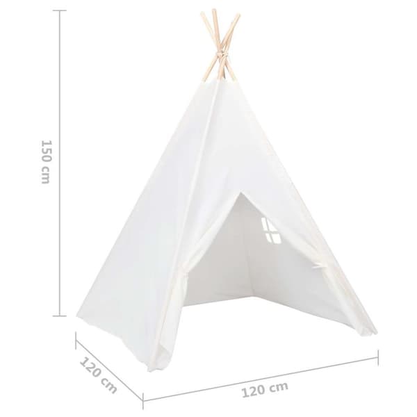 vidaXL tipi til børn 120x120x150 cm med bærepose polyester hvid