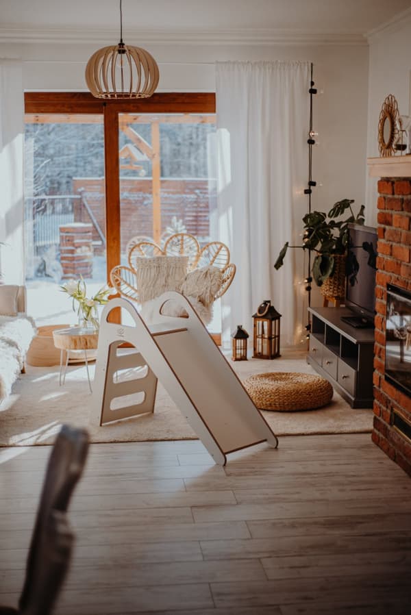 MeowBaby® Træ Børnerutsjebane Til Børn Indendørs Børneværelse Scandi Montessori Waldorf Willow Hvid