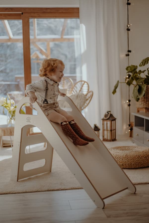 MeowBaby® Træ Børnerutsjebane Til Børn Indendørs Børneværelse Scandi Montessori Waldorf Willow Hvid