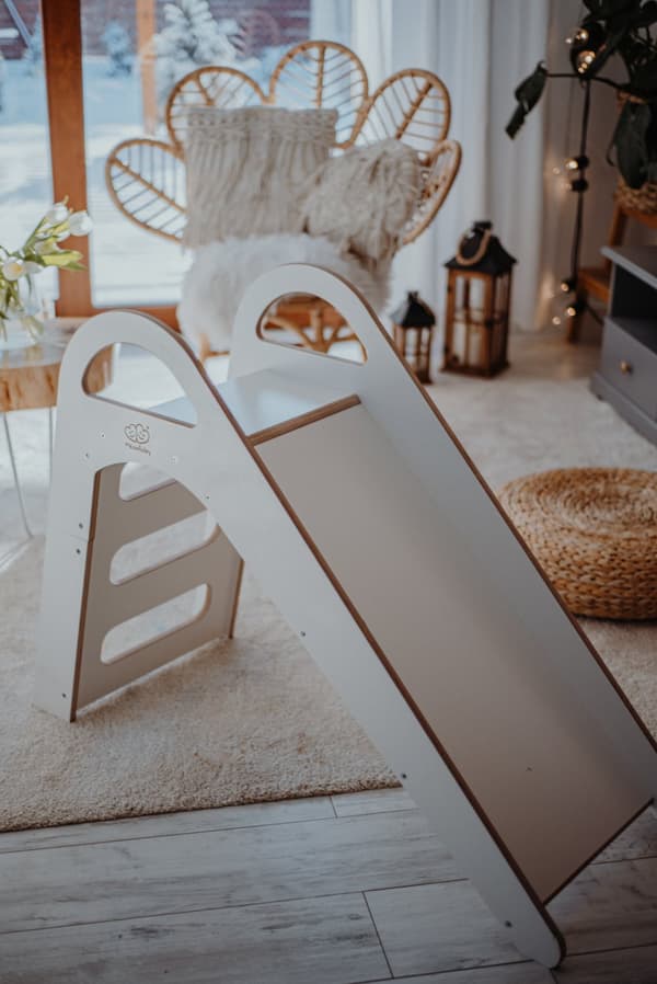 MeowBaby® Træ Børnerutsjebane Til Børn Indendørs Børneværelse Scandi Montessori Waldorf Willow Hvid