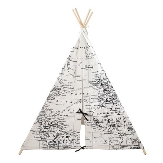 Step2 - World Map Teepee Tent Black/white