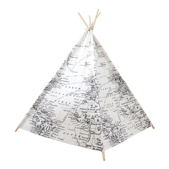 Step2 - World Map Teepee Tent Black/white