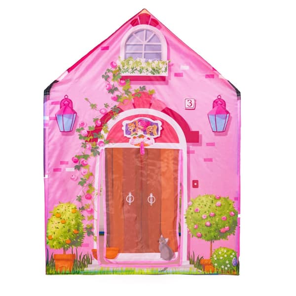 Lektält - hus - 96x73x102 cm - polyester - rosa