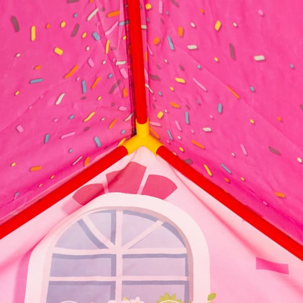 Lektält - hus - 96x73x102 cm - polyester - rosa