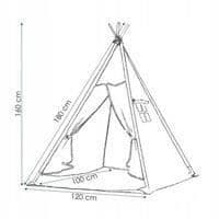 Tipi-tält för barn i SPRINGOS bomull - Svart - 160x120x100 cm - 2 kuddar ingår