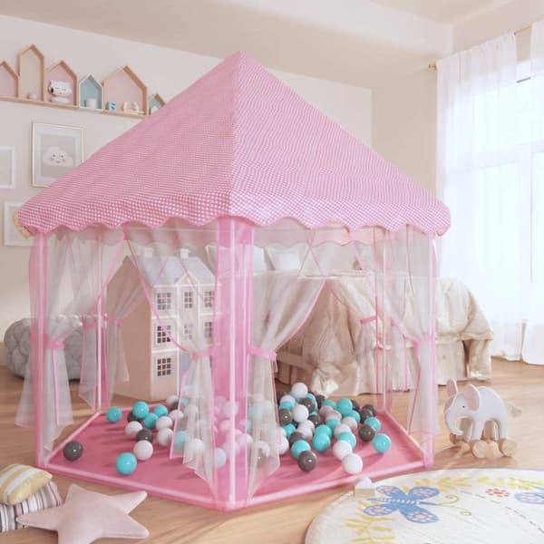 vidaXL Prinsessa leikkiteltta 250 pallolla pinkki 133x140 cm
