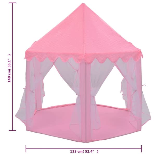 vidaXL Prinsessa leikkiteltta 250 pallolla pinkki 133x140 cm