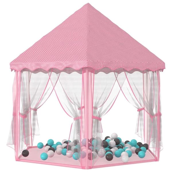 vidaXL Prinsessa leikkiteltta 250 pallolla pinkki 133x140 cm