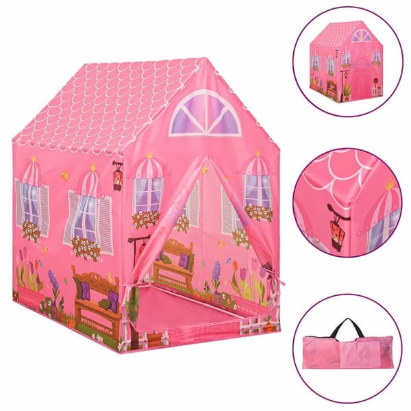 vidaXL Lasten leikkiteltta 250 pallolla pinkki 69x94x104 cm