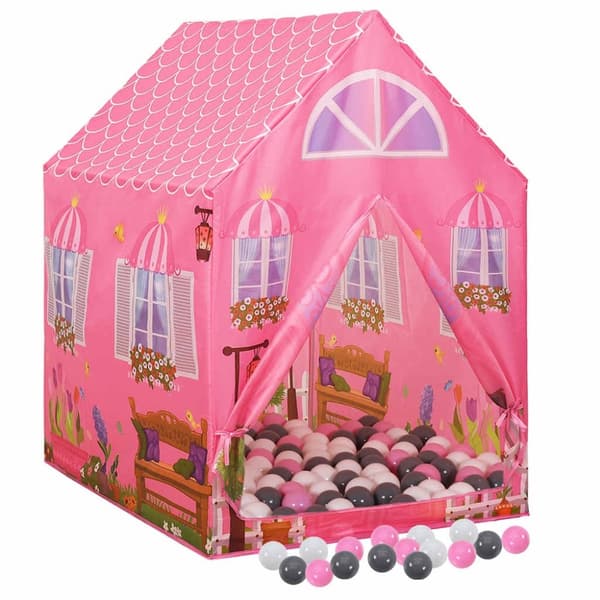vidaXL Lasten leikkiteltta 250 pallolla pinkki 69x94x104 cm