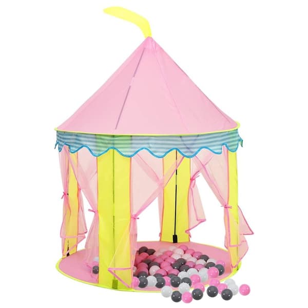 vidaXL Lasten leikkiteltta 250 pallolla pinkki 100x100x127 cm